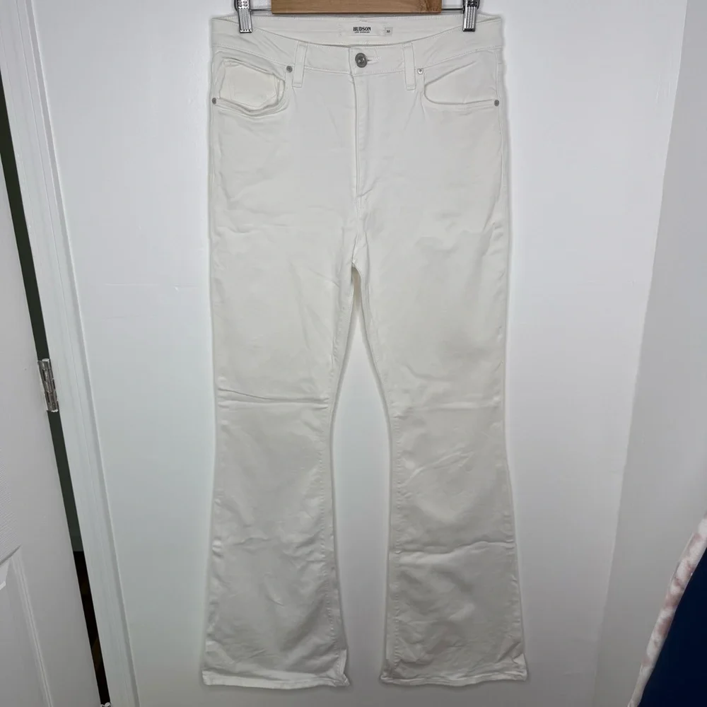 HUDSON Holly High Rise Flare White Denim Jeans *Tall/Long Inseam - Picture 3 of 9